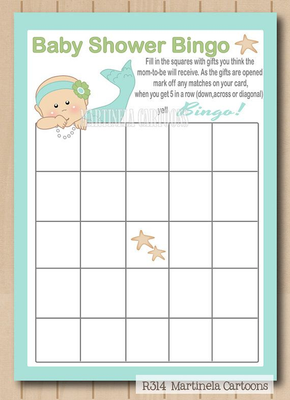 Printable Mermaid Baby Shower Bingo Cards Under The Sea 