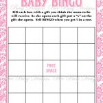 Printable Pink Damask Baby Shower Bingo Game Bingo Card