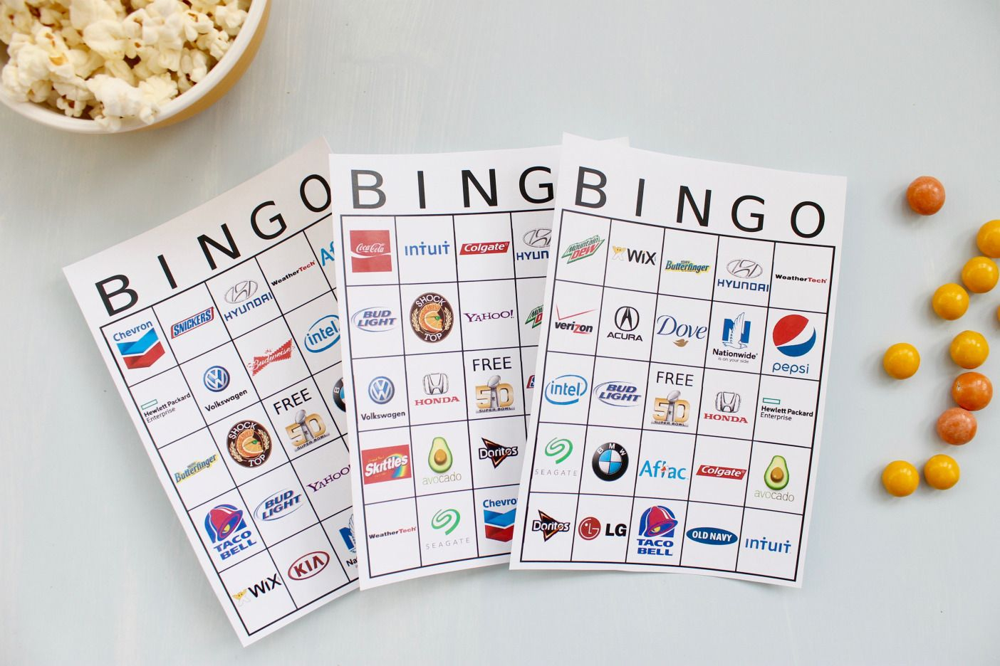 Printable Super Bowl 50 Commercial Bingo Cards Bingo 