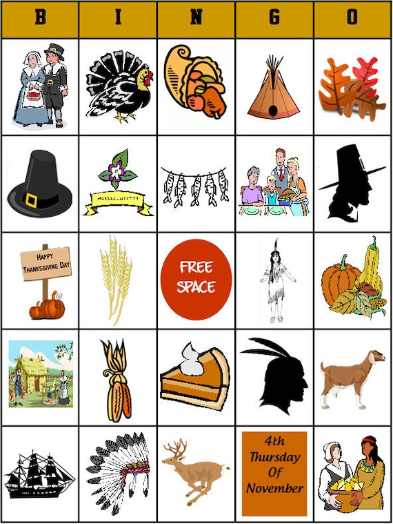 Printable Thanksgiving Bingo Game PDF File 28 Boards Etsy