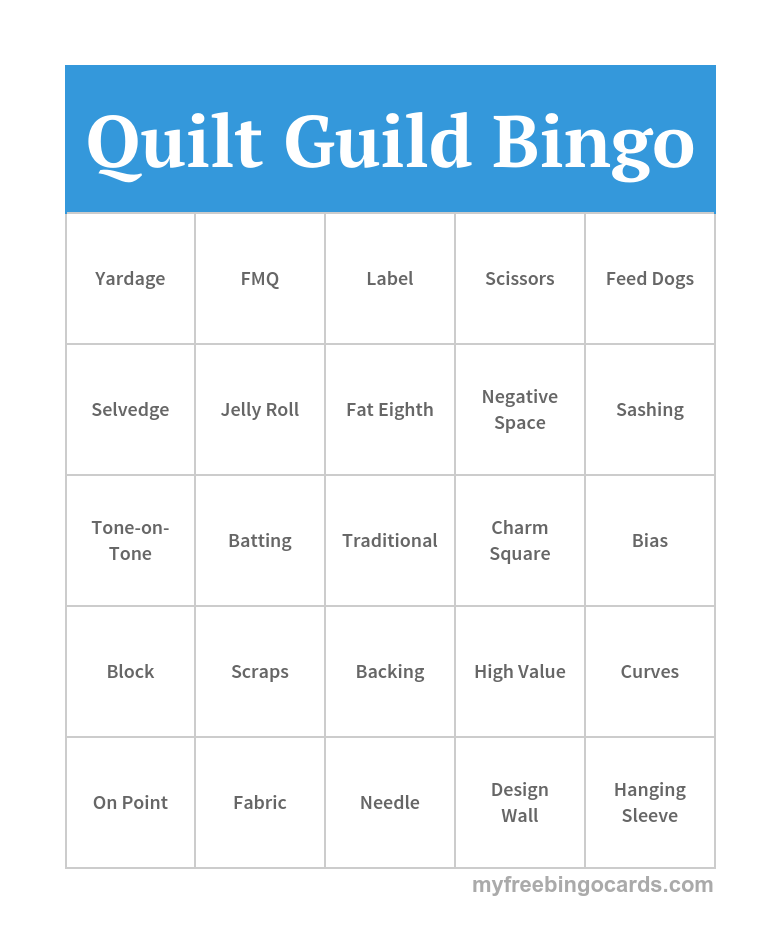 Quilt Guild Bingo Quilt Guild Programs Quilt Guild 