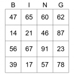 Random Numbers Bingo Card