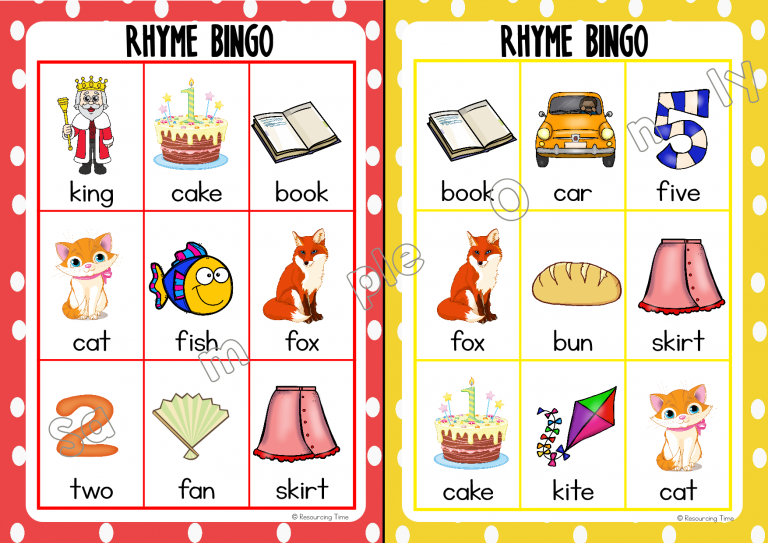 Rhyming Bingo The Alphabet Tree