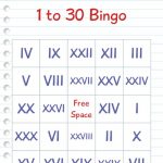 Roman Numerals 1 To 30 Bingo Free Printable Bingo Cards