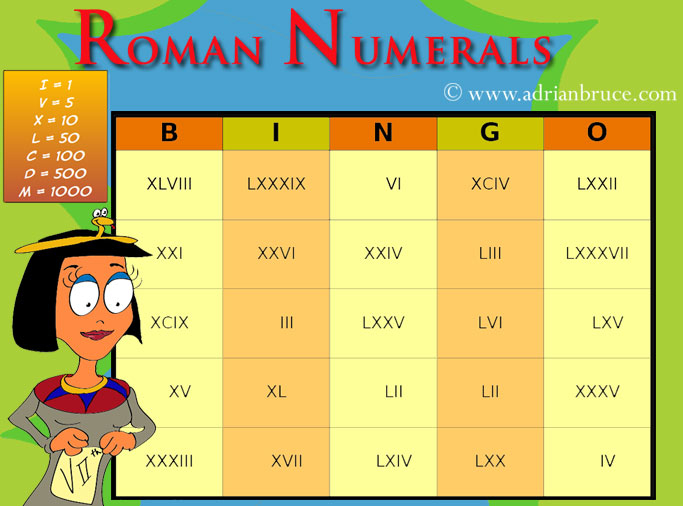 Roman Numerals Bingo Free Printable Roman Numerals Bingo 