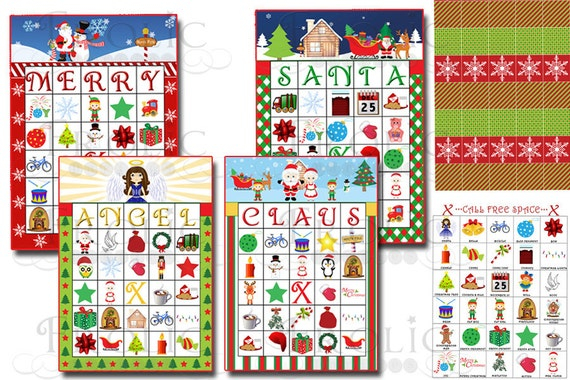 SALE Christmas Bingo 40 Printable Cards INSTANT By 