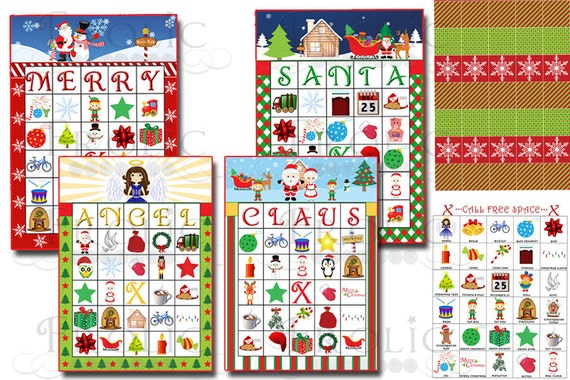 SALE Christmas Bingo 40 Printable Cards INSTANT By SALE Christmas Bingo 40 Printable Cards INSTANT By