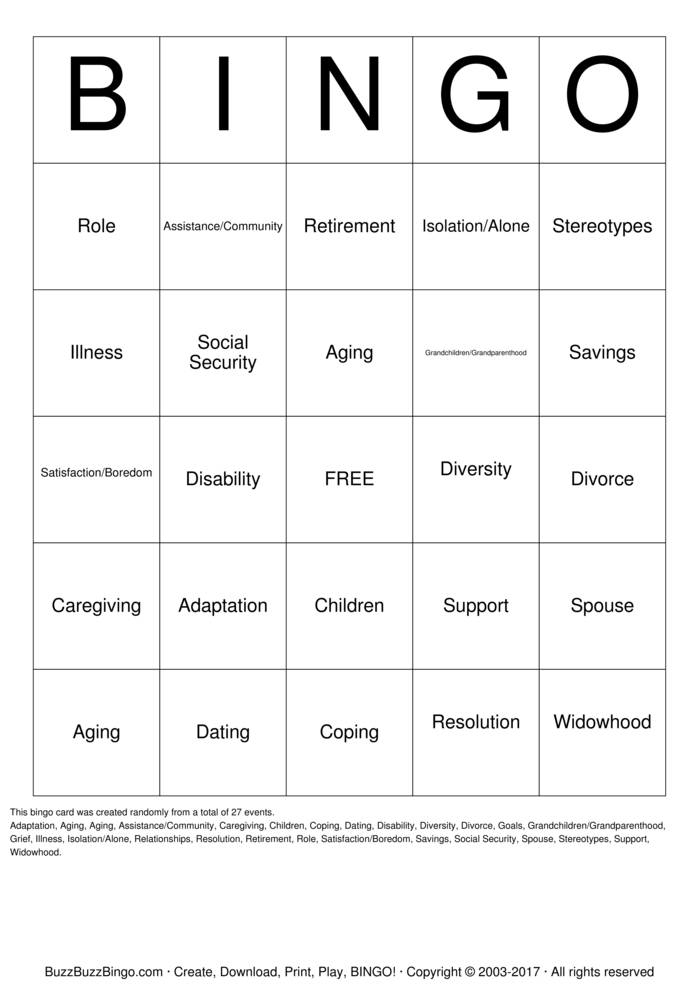 Senior Citizens Bingo Cards To Download Print And Customize 