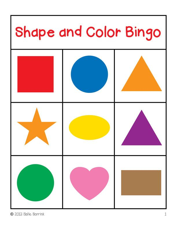 Shapes And Colors Bingo Game Cards 3x3 Preschool Colors 