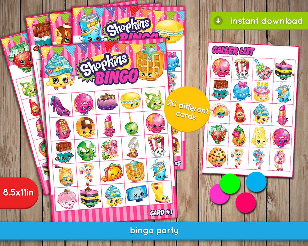 Shopkins Bingo Game Printable Birthday Party Games 
