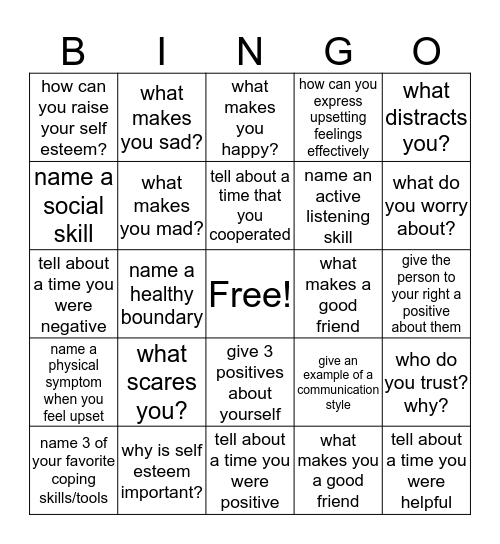 SOCIAL SKILLS Bingo Card