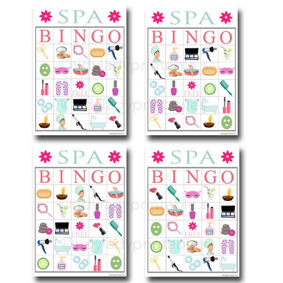 Spa Bingo Printable Game Girls Party Game Spa Party 