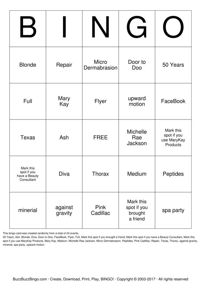 Spa Party Bingo Cards To Download Print And Customize 