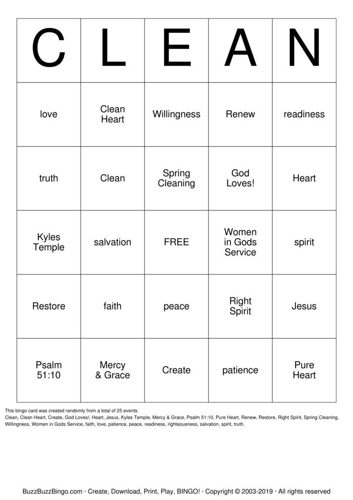 Spring Cleaning Bingo Cards To Download Print And Customize 