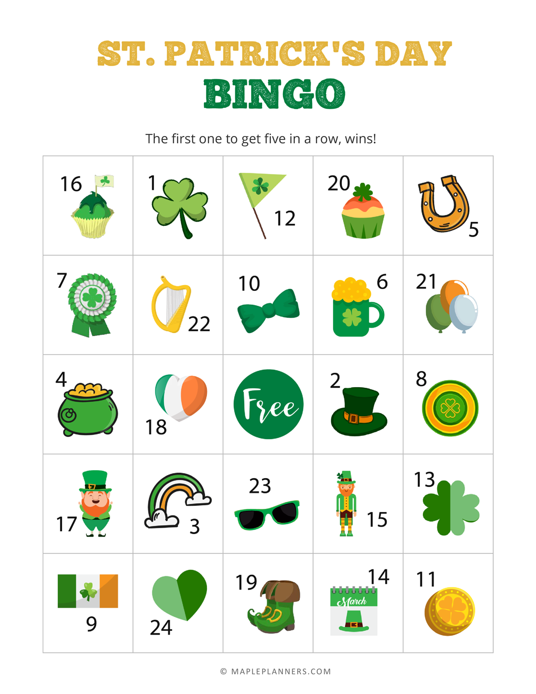 St Patrick s Day Bingo Cards Download Free Printables
