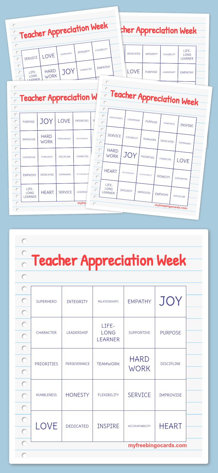 Teacher Appreciation Week Bingo Free Printable Bingo 