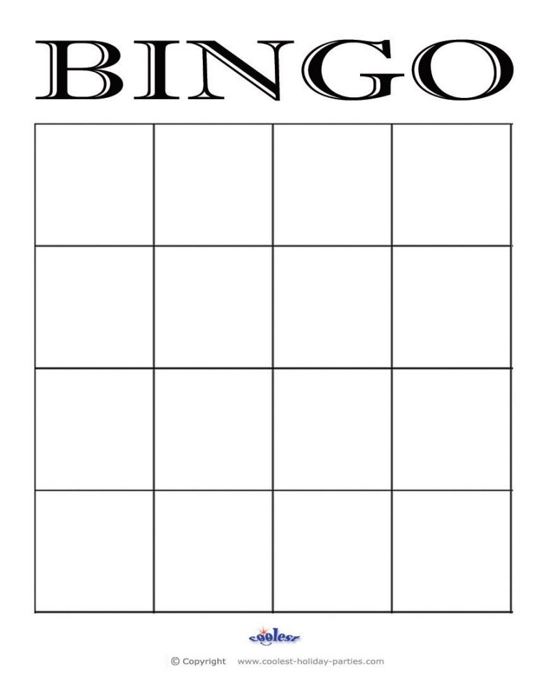 The Astounding 4X4 Blank Bingo Card Template Elementary