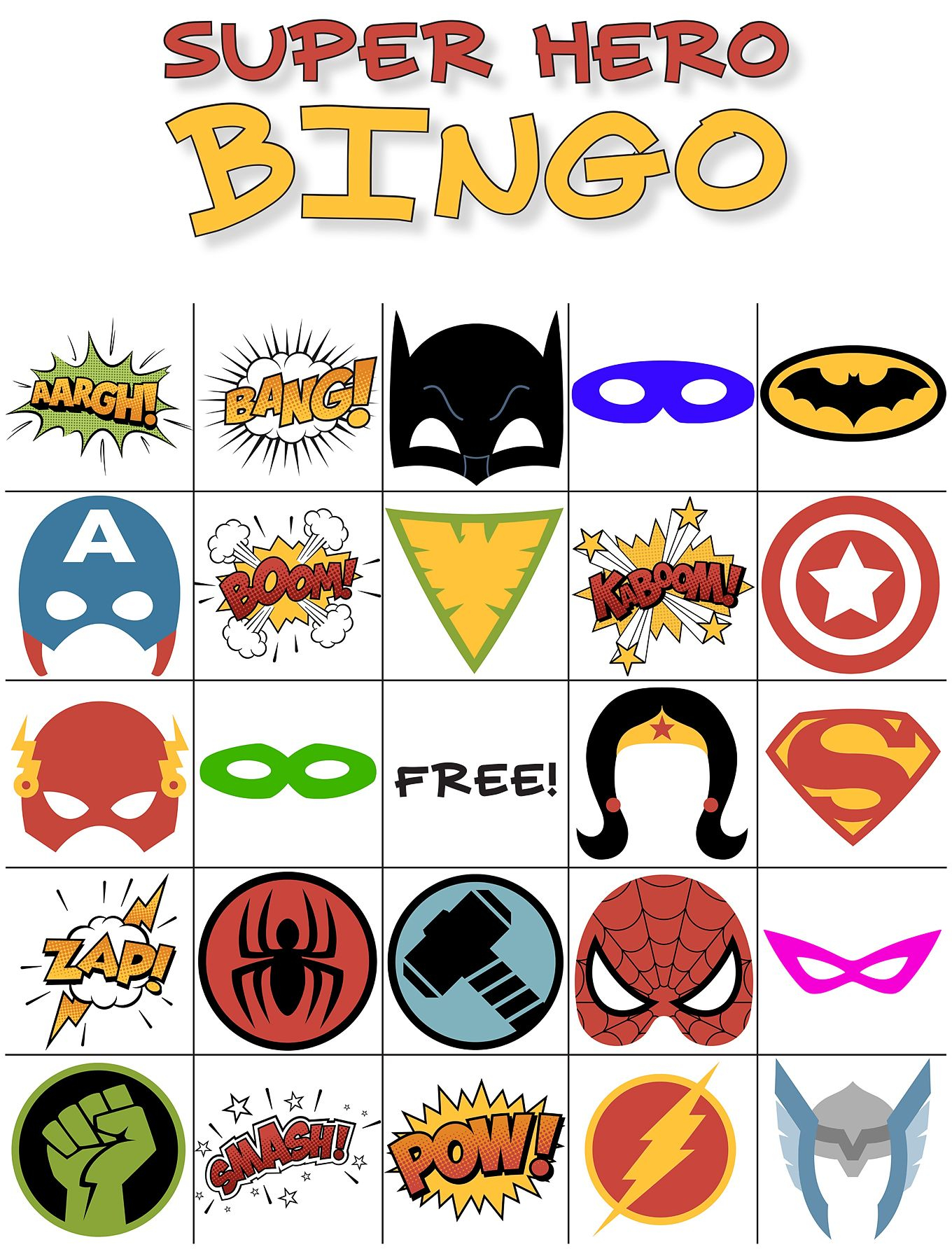The Best Free Printable Superhero Bingo Game Superhero 