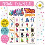 Trolls Printable Bingo Cards 20 Different Cards Instant Etsy