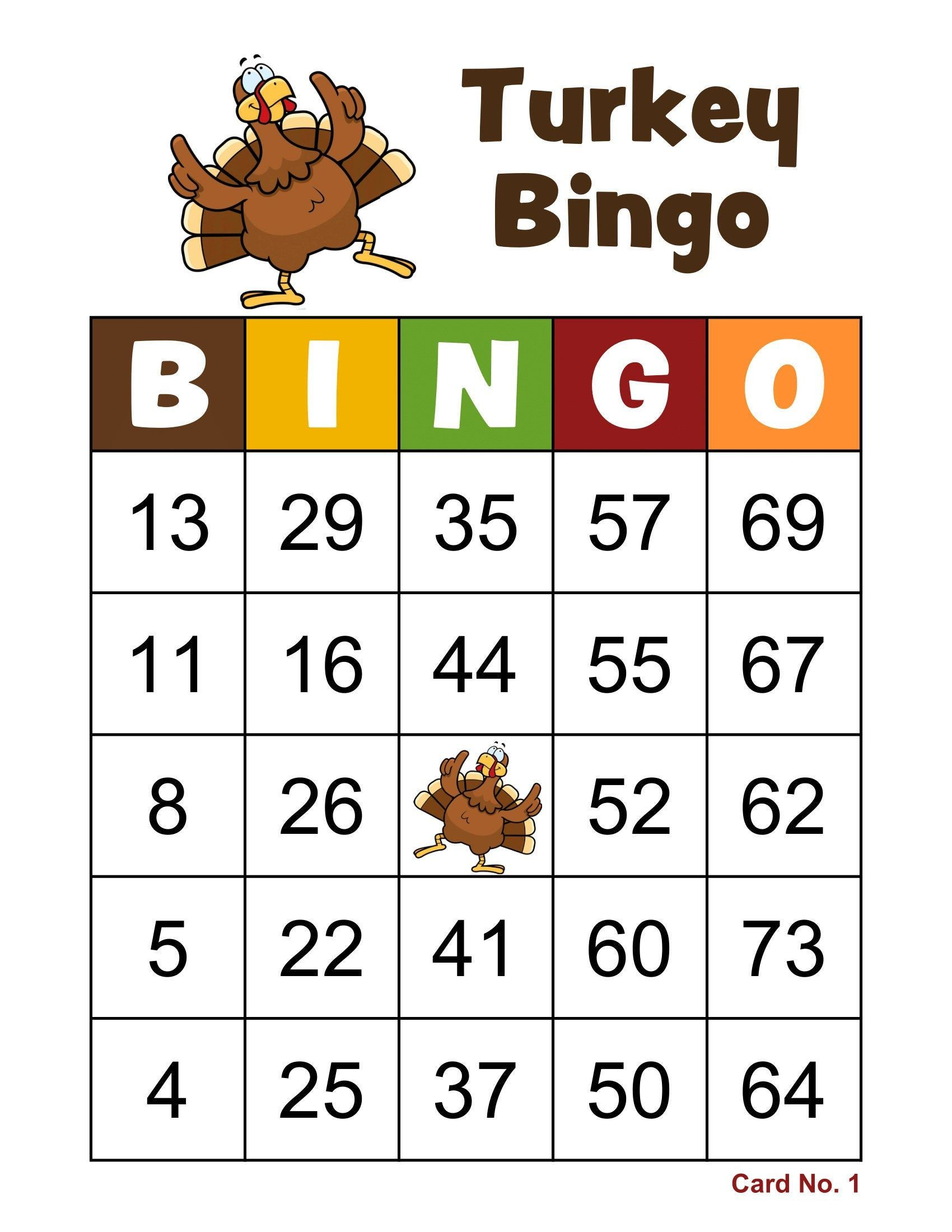 Turkey Bingo Cards 500 Cards 1 Per Page Immediate Pdf 