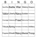 Veterans Day Bingo Card