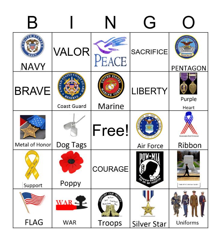 Veterans Day Bingo Card