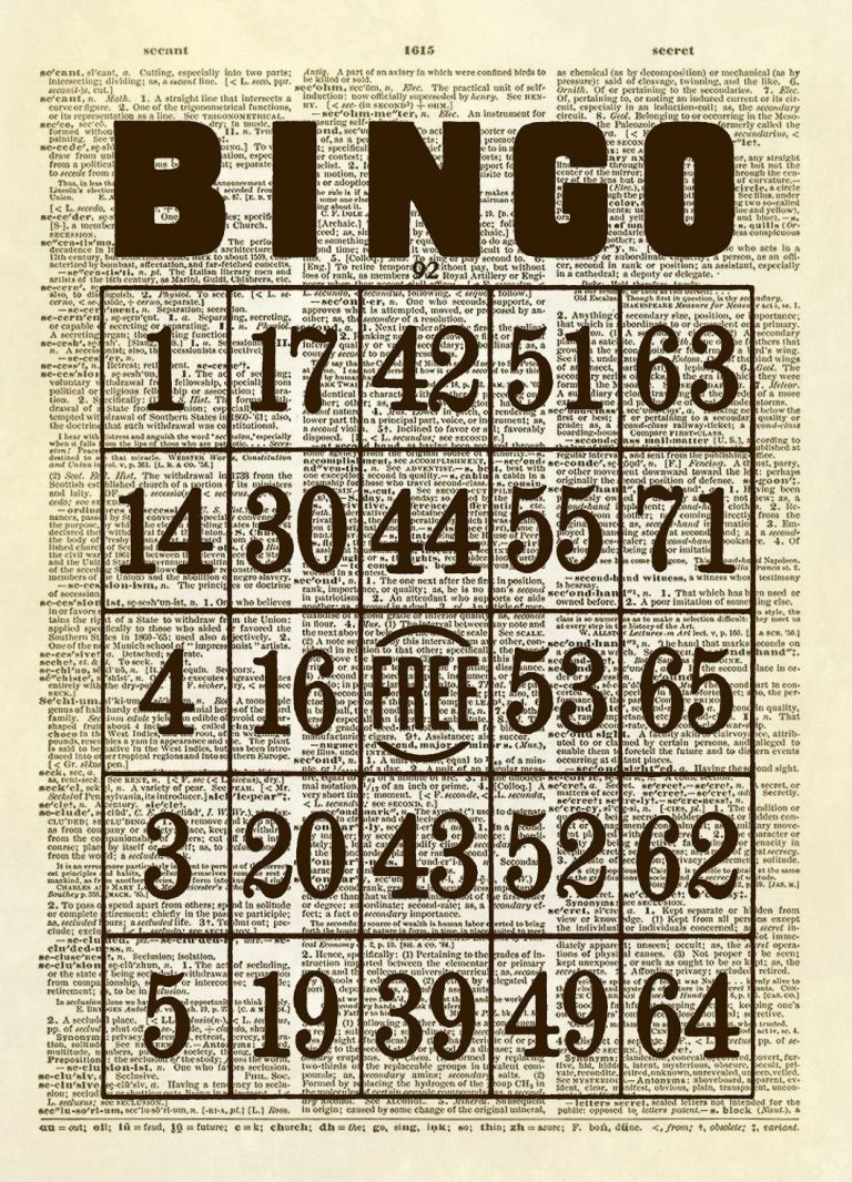 Vintage Bingo Card Green And Blackassemblager On Etsy