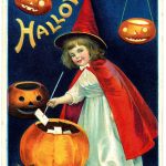 Vintage Halloween Clip Art Sweet Little Witch Girl The