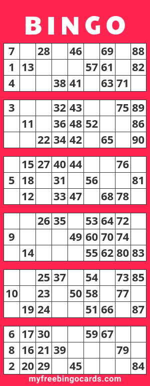Virtual 1 90 Number Bingo In 2020 Wiskunde
