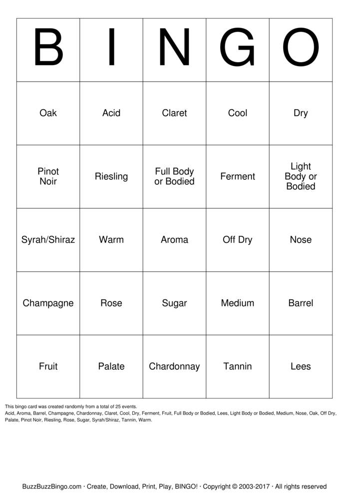 Wine O Bingo Cards To Download Print And Customize 