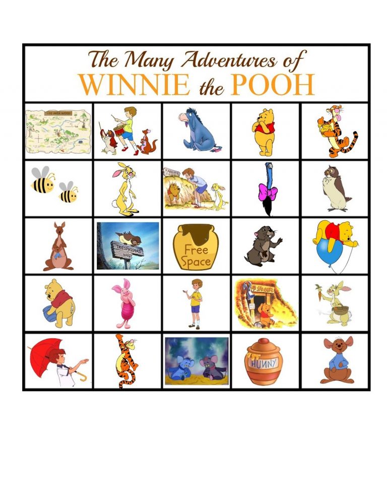 Winnie The Pooh Games Winnie The Pooh Bingo