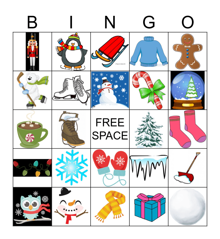 Winter Themed Bingo Card