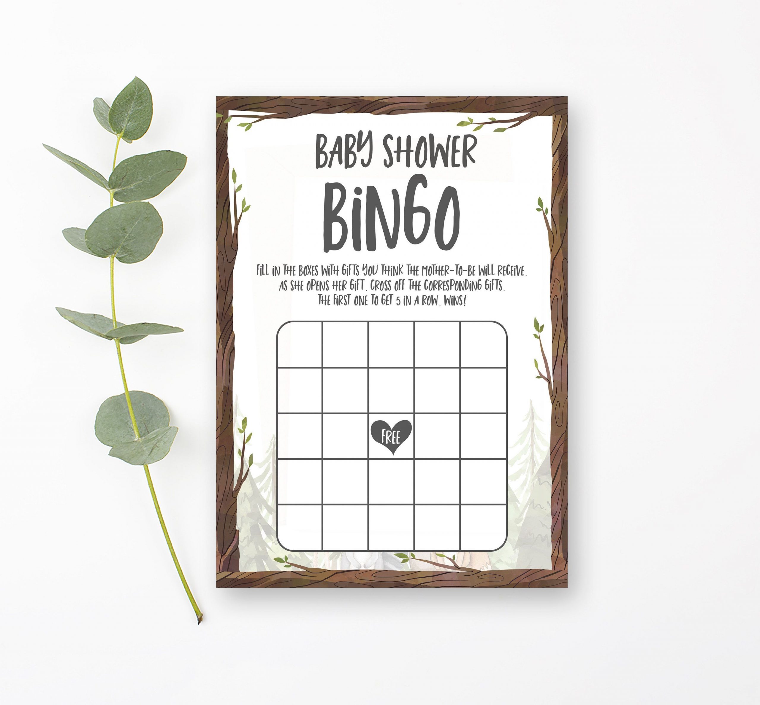 Woodland Baby Shower Bingo Cards Printable Bingo Card For 