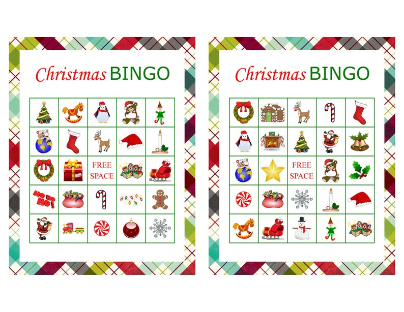 100 Printable Christmas Bingo Cards 2 Per Page Fun Christmas Etsy