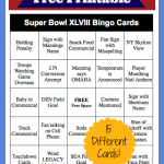 2014 Super Bowl Bingo Cards FREE Printable Thrifty Jinxy
