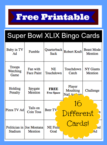 2015 Super Bowl Bingo Cards FREE Printable Thrifty Jinxy Super 