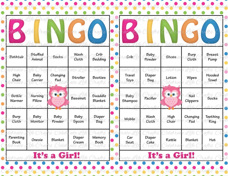 30 Baby Shower Bingo Cards Printable Baby Girl Instant Etsy