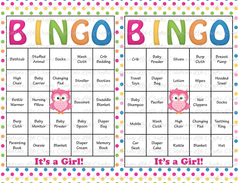 30 Baby Shower Bingo Cards Printable Baby Girl Instant Etsy