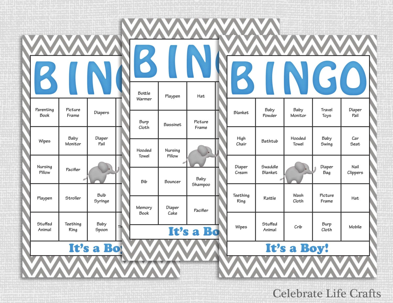 30 Baby Shower Bingo Cards Printable Party Baby Boy Etsy