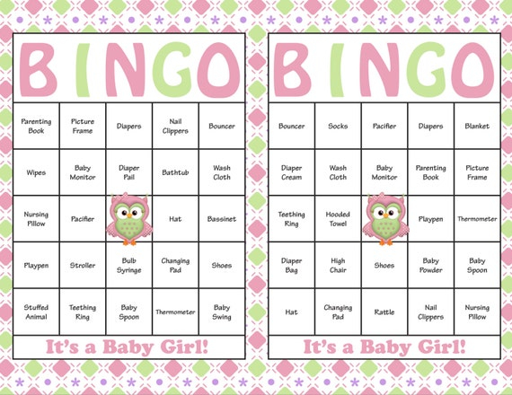 30 Baby Shower Bingo Cards Printable Party Baby Girl
