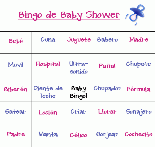 Busca Ud Baby Shower Game Spanish 