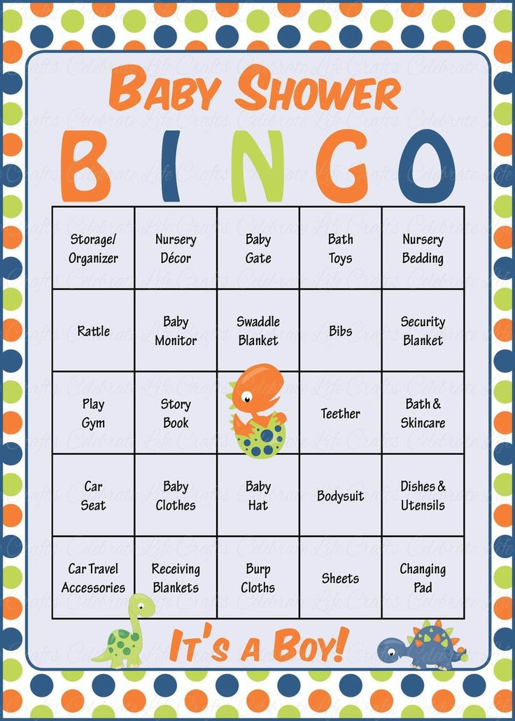 Dinosaur Baby Bingo Cards PRINTABLE DOWNLOAD Prefilled Baby