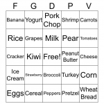 Food Group Bingo Card