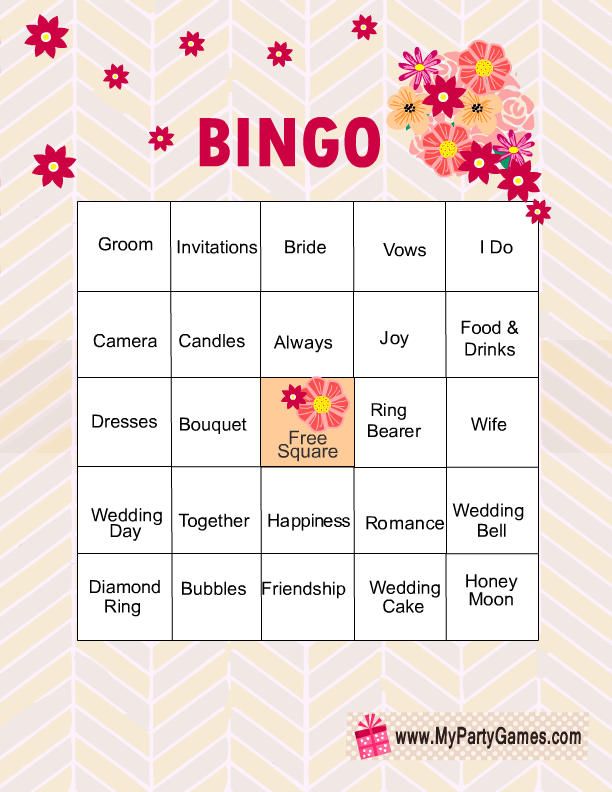 Free Printable Bridal Shower Bingo Game Cards