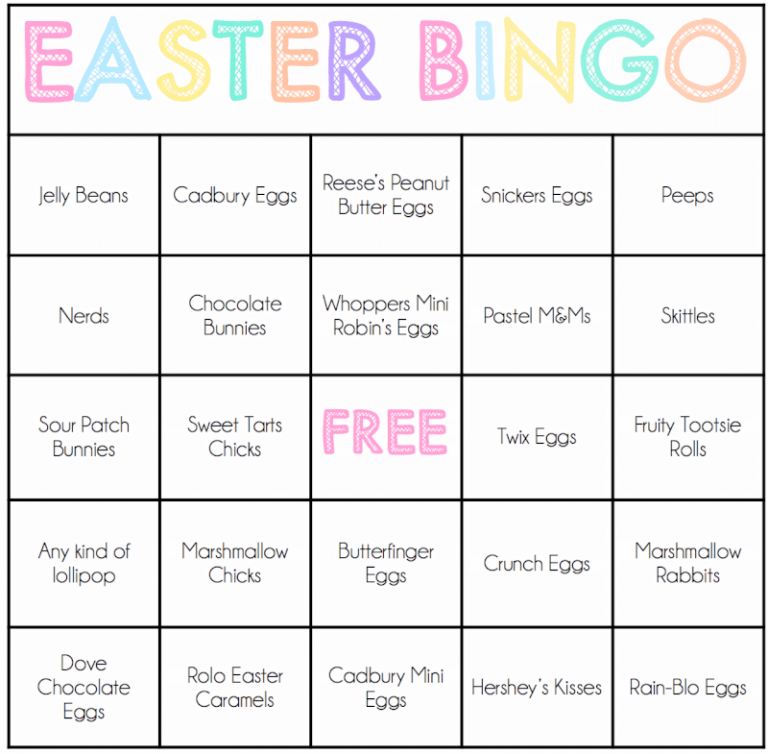 Free Printable Easter Candy Bingo Cards Easter Games Easter Games