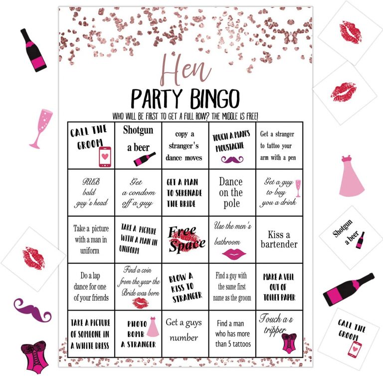 Funnlot Hen Party Games Hen Party Bingo Cards Game Hen Night Games Hen