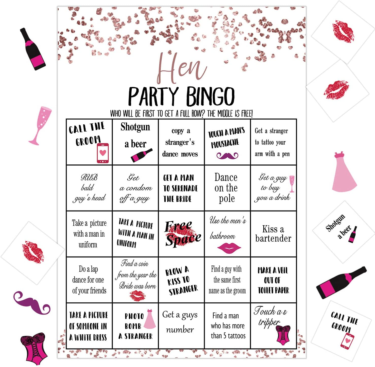 Funnlot Hen Party Games Hen Party Bingo Cards Game Hen Night Games Hen 