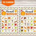 Harvest Fall Autumn Bingo Game Printable 30 Different Etsy