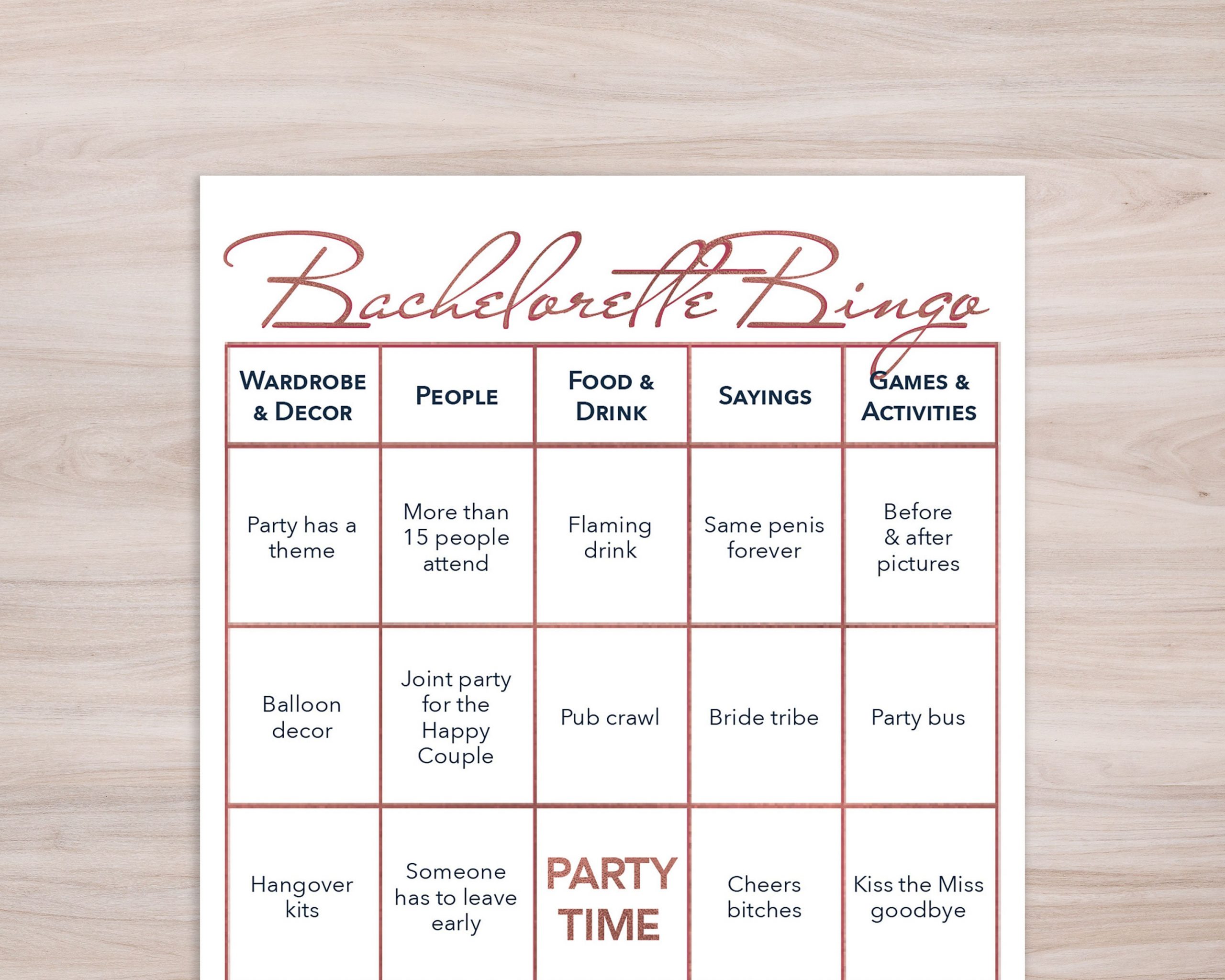 Hen Party Bingo Game Guests Love Bachelorette Bingo Printable Etsy