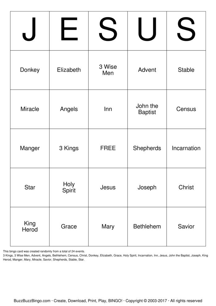 JESUS Bingo Cards To Download Print And Customize 